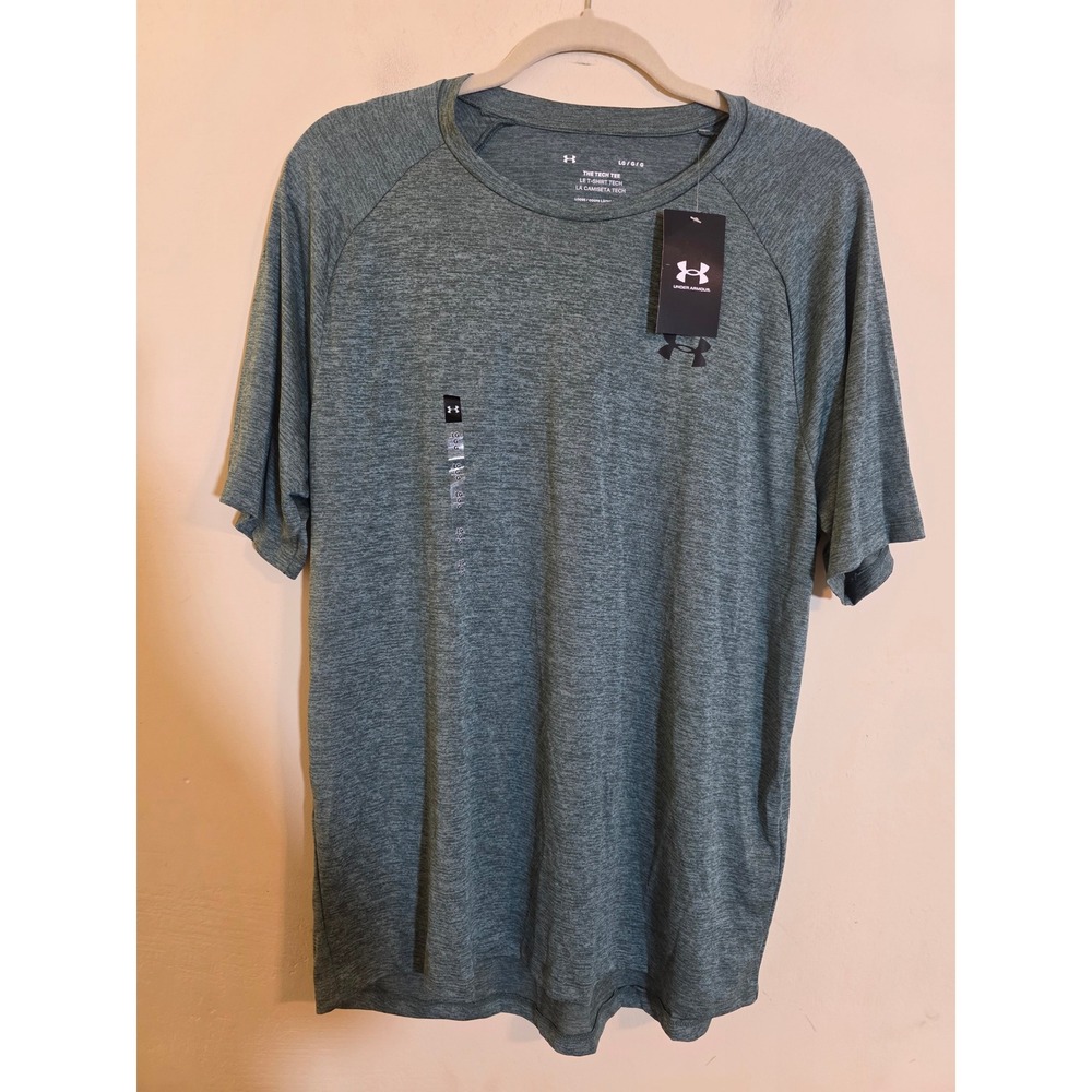 Under Armour Mens Tech Tee HeatGear Short Sleeve Shirt Green Heather 1326413 L